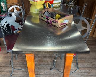 cowboy western themed pub height stools with stainless table