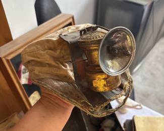 coal minors hat and head lamp antique