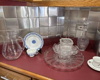 granny glass crystal, cut glass serving pieces