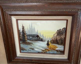 small oil painting western scene