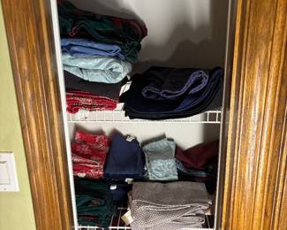 Linens towels table clothes