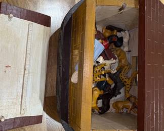 Vintage Hand-Painted Wooden Noah's Ark with Animal Figurines