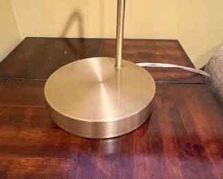 Modern Gold Tone Metal and Glass Table Lamp with USB Port