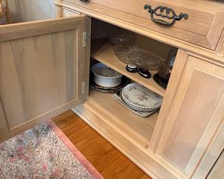 Light Oak China Cabinet with Iron Scrollwork by Thomasville