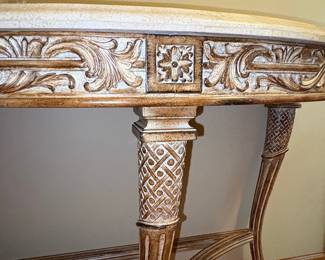 Neoclassical Style Demilune Console Table with Marble Top