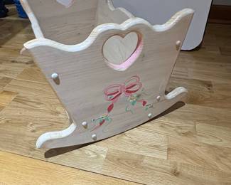 The Woodchuck Hand-Painted Doll Cradle by Chuck & Mary Bebber