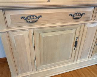 Light Oak China Cabinet with Iron Scrollwork by Thomasville