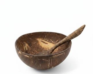 Coconut Shell Serving Bowl and Spoon Set