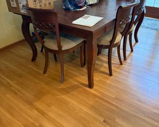 East West Furniture 9-Piece Square Saddle Brown Finish Solid Wood Top Dining Table with 8 Chairs with Lattice Back
