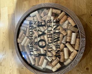 Wine Cork Shadow Box with 'This Home Runs on Love, Laughter, and Wine' Text