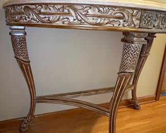Neoclassical Style Demilune Console Table with Marble Top