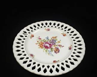 Aiyo China Occupied Japan Hand-Painted Floral Reticulated Plate