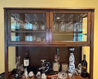 Traditional Two-Piece Glass-Front Bar Cabinet