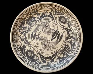 Antique Chinese Cizhou Kiln Fish Motif Plate