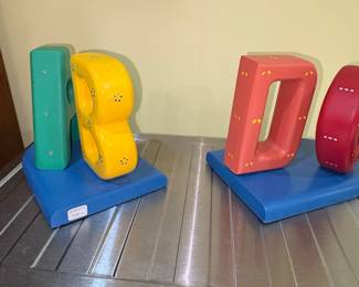 Vintage Wooden Alphabet Bookends