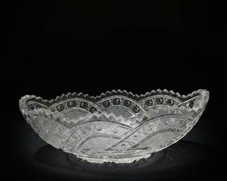 Federal Glass Heritage Pattern Hobnail and Leaf Pressed Fruit Bowl