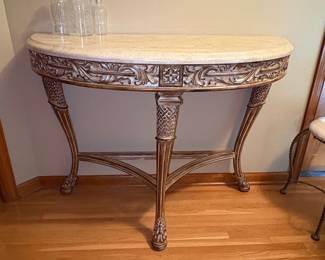Neoclassical Style Demilune Console Table with Marble Top