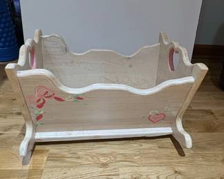 The Woodchuck Hand-Painted Doll Cradle by Chuck & Mary Bebber