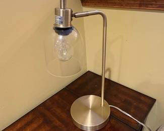 Modern Gold Tone Metal and Glass Table Lamp with USB Port