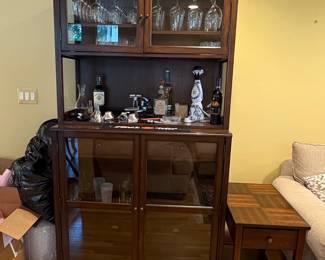 Traditional Two-Piece Glass-Front Bar Cabinet