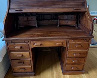 Antique Oak Roll-Top Desk by Cutler & Sons