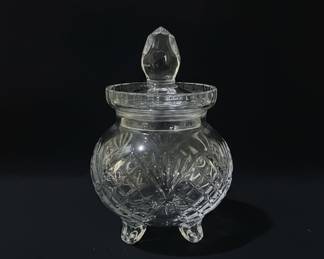 Pair of Cut Glass Footed Jam Jars