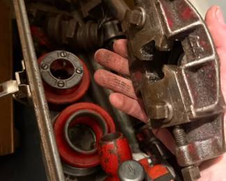 RIDGID pipe-threading tool lot in metal toolbox - additional view