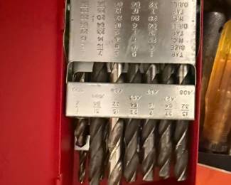 Two drawers of assorted hand tools, drill-bit indexes, sockets, and boring tools - additional view