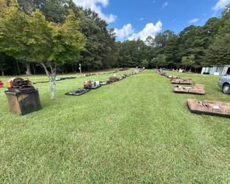 Wide view of outdoor auction inventory