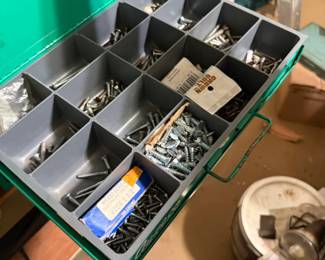 Assorted vintage small-parts organizers and hardware lots - additional view