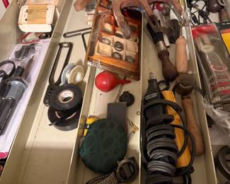 Multi-Drawer Tool Cabinet Contents: Assorted Hand Tools, Drill Bits, Woodworking and Hardware Items - additional view