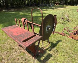 Antique belt-driven farm saw rig