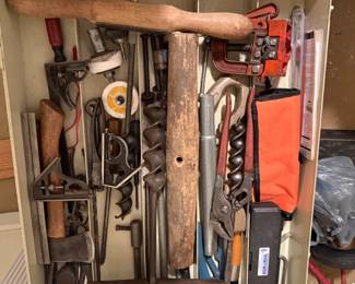 Two drawers of assorted hand tools, drill-bit indexes, sockets, and boring tools - additional view