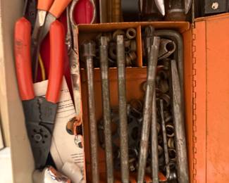 Two drawers of assorted hand tools, drill-bit indexes, sockets, and boring tools - additional view