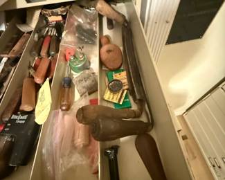 Multi-Drawer Tool Cabinet Contents: Assorted Hand Tools, Drill Bits, Woodworking and Hardware Items - additional view