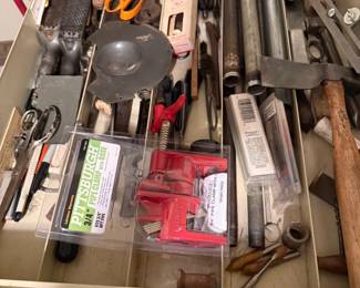 Multi-Drawer Tool Cabinet Contents: Assorted Hand Tools, Drill Bits, Woodworking and Hardware Items - additional view