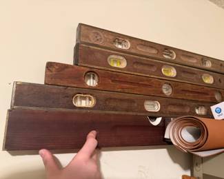 Group of Five Wood-Bodied Spirit Levels, Washer, Dryer, and Water Heater - additional view