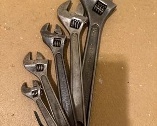 Assorted adjustable wrenches
