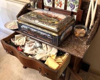 Vintage marble-top oak washstand in perfect condition.