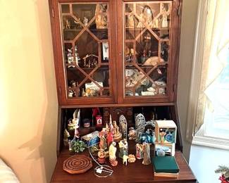 Absolutely gorgeous walnut (?) secretary desk that was professionally refinished. All items in photo for sale.