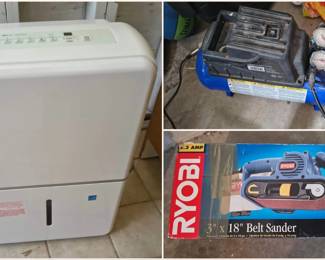 Toshiba Dehumidifier, Air Compressor, Ryobi Belt Sander