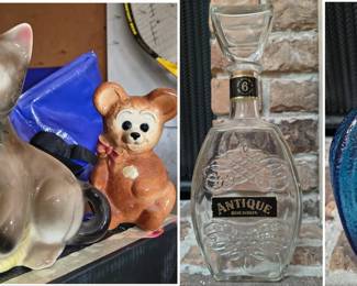 A small sampling of the Royal Copley pieces and old glass bottles.