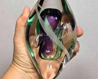 Signed Art Glass Paperweight