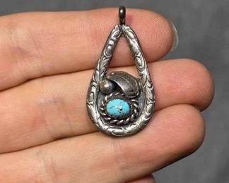 Native American Pendant. Marked BY