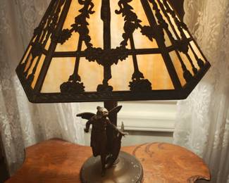 Antique Fairy Slag Glass Lamp