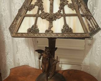 Antique Fairy Slag Glass Lamp