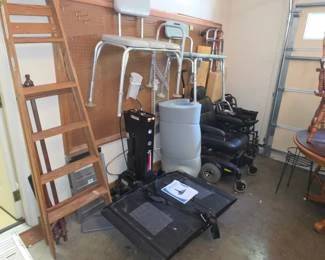 Medical equipment and wooden ladder