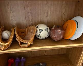 Gloves ,football and soccer ball 