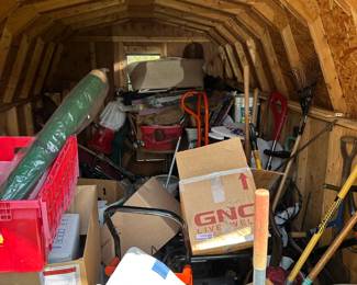 Shed full of tools and gardening / outdoor accessories