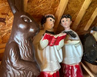 Vintage 1960s Choir Boy and Easter Bunny Blow Molds